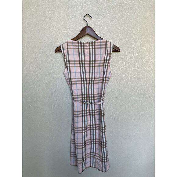 Burberry London Pink Shift Dress tie waist knee length size M cotton authentic - Picture 5 of 7